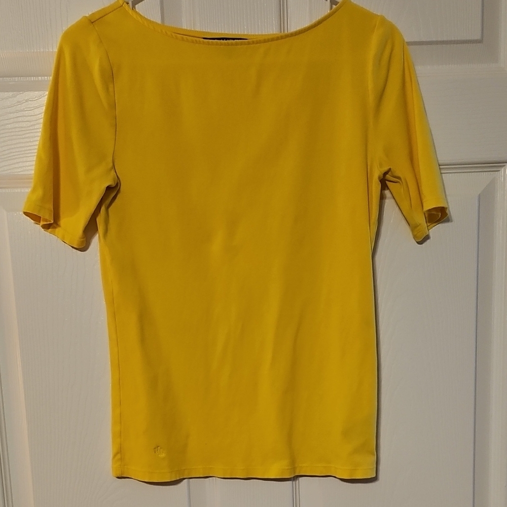 Ralph Lauren Women's Half Short Sleeve Yellow Tee